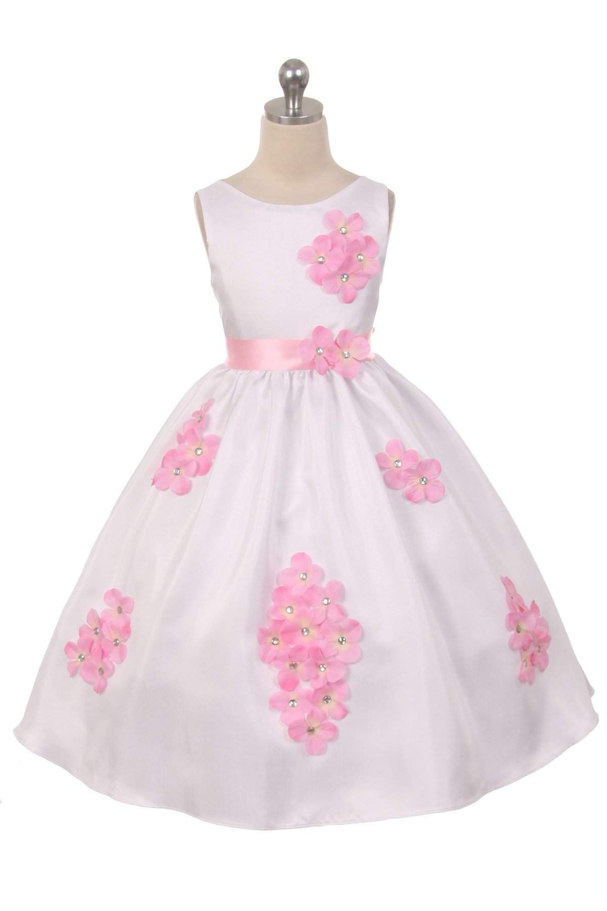 Shantung Dress Decorated with Flower Petals 2-14-Kid's Dream-1_2,3_4,5_6,7_8,big_girl,color_Blue,girl-dress,length_Tea Length,little_girl,meta-related-collection-shop-the-outfit-girls,Pink-collection,size_02,size_04,size_06,size_08,size_10,size_12,size_14