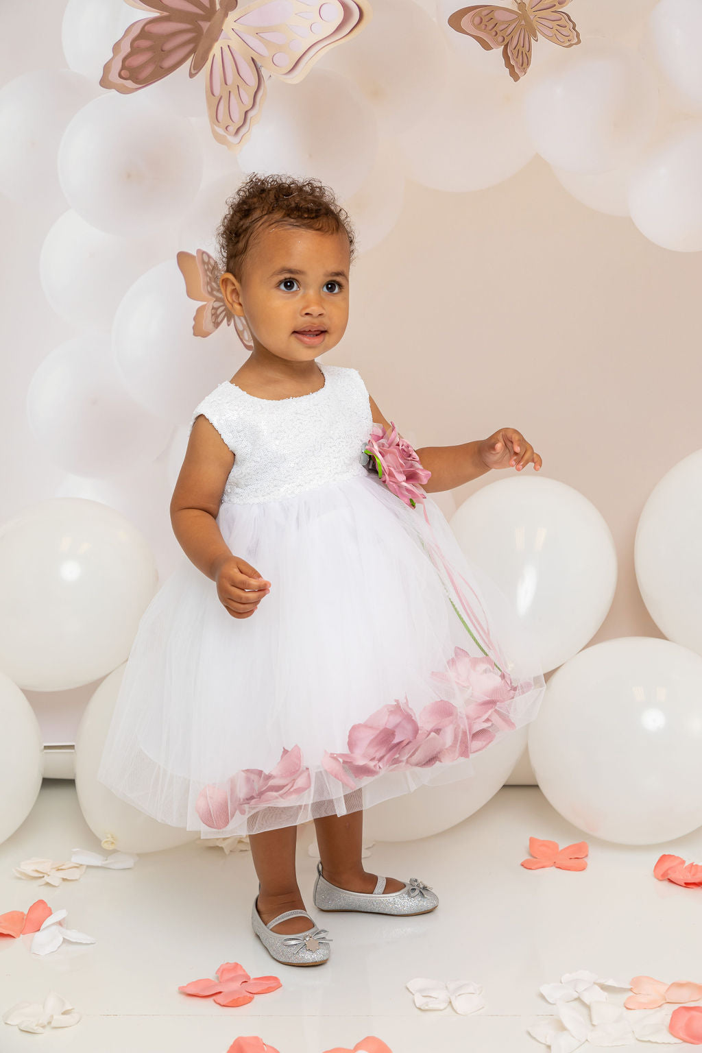 195C Sequin Top Petal Baby Dress