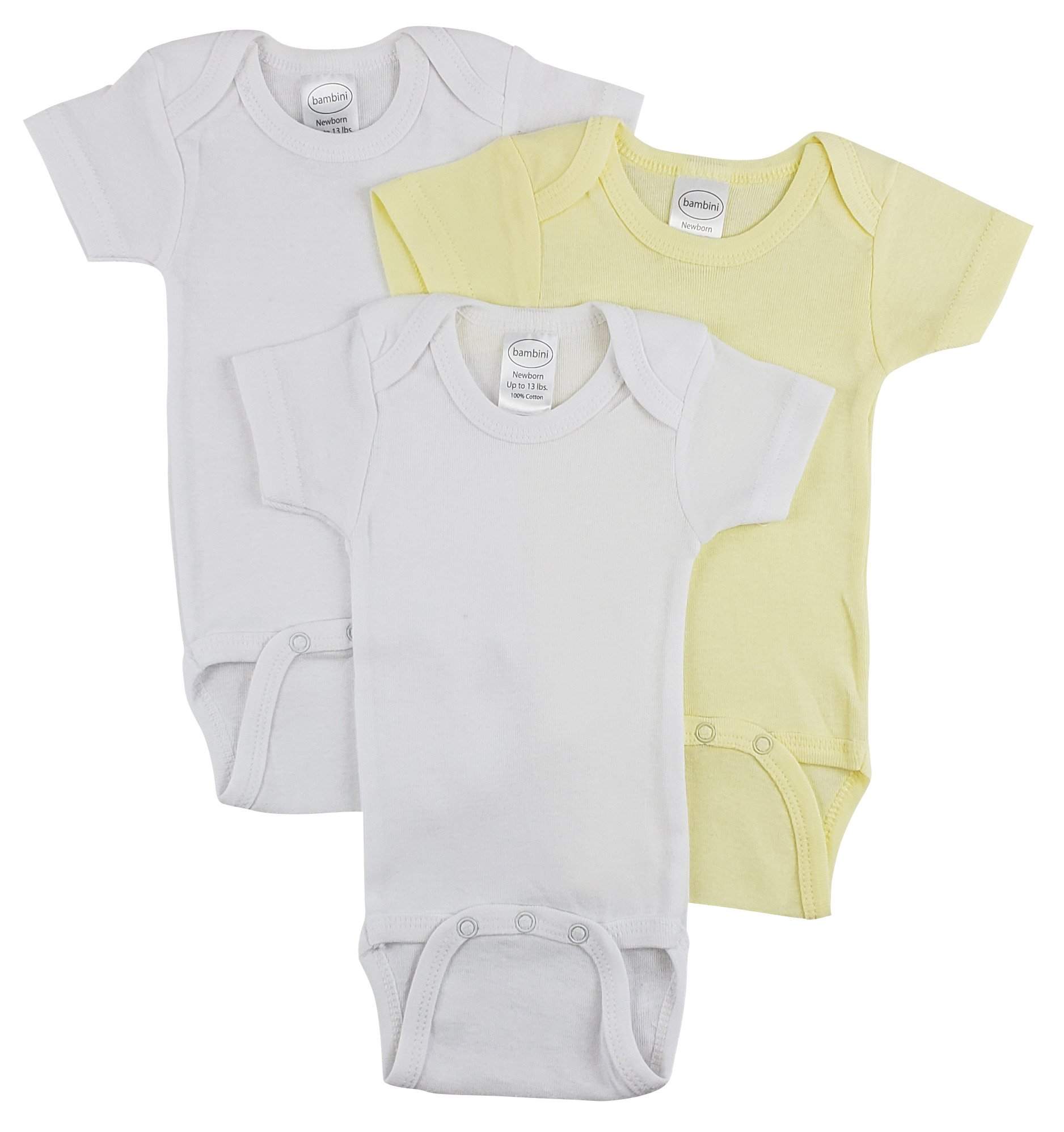3 Pack Neutral Rib Knit Short Sleeve Onesie(NB,S,M,L)-Bambini-Baby,Baby Clothes,Baby Onesies