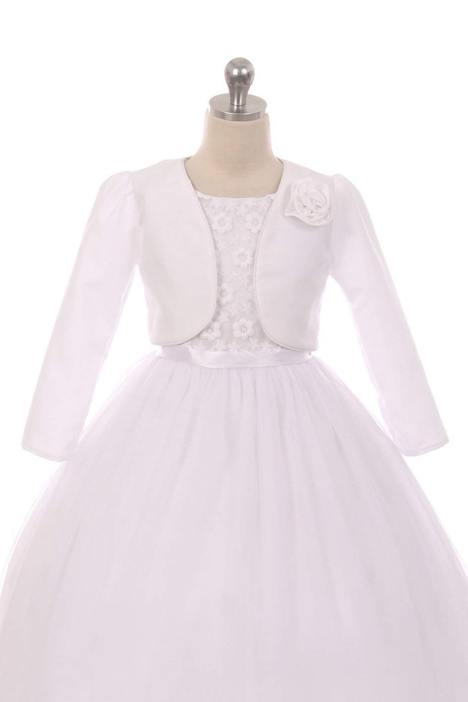 Long Satin Bolero-Kid's Dream-1_2,3_4,5_6,7_8,big_girl,color_White,fabric_Satin,little_girl,size_02,size_04,size_06,size_08,size_10,size_12,size_14