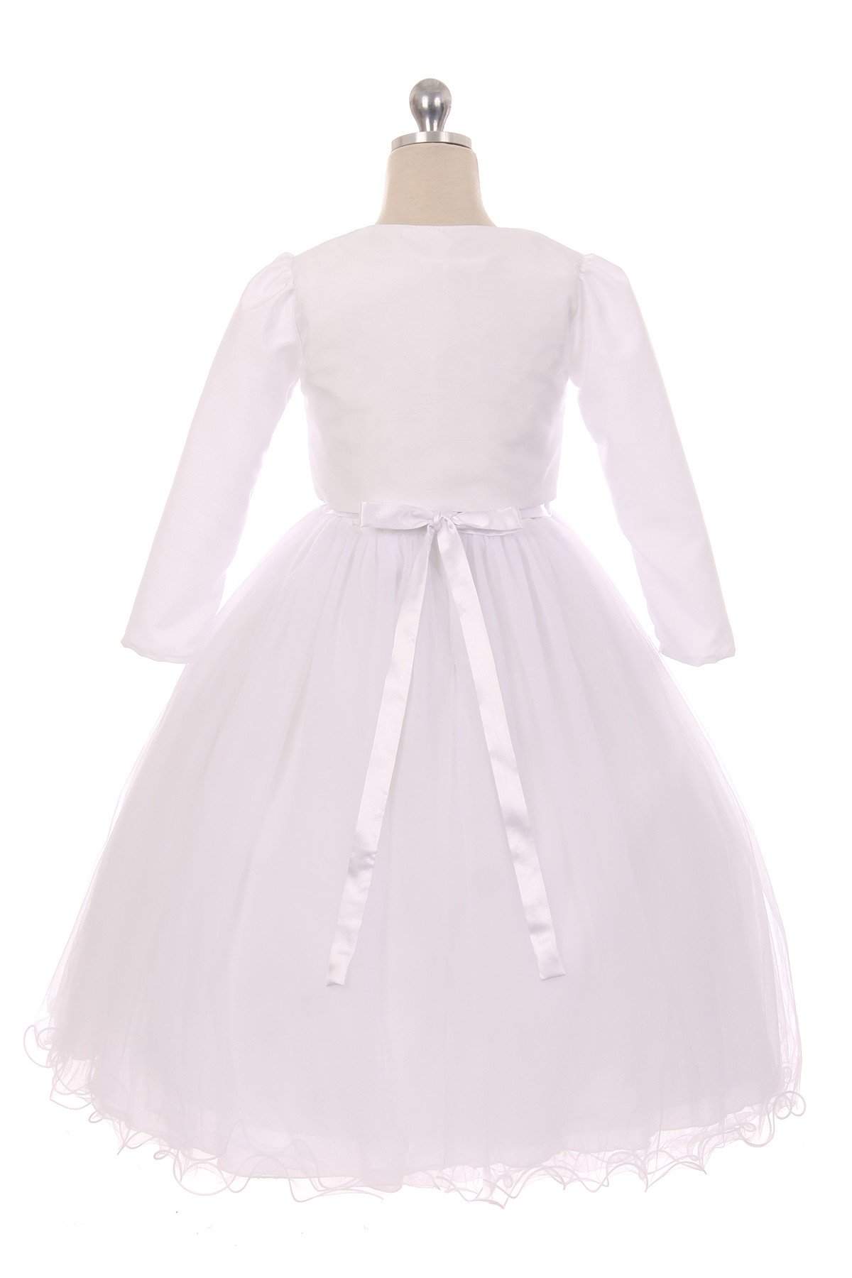 Long Satin Bolero-Kid's Dream-1_2,3_4,5_6,7_8,big_girl,color_White,fabric_Satin,little_girl,size_02,size_04,size_06,size_08,size_10,size_12,size_14