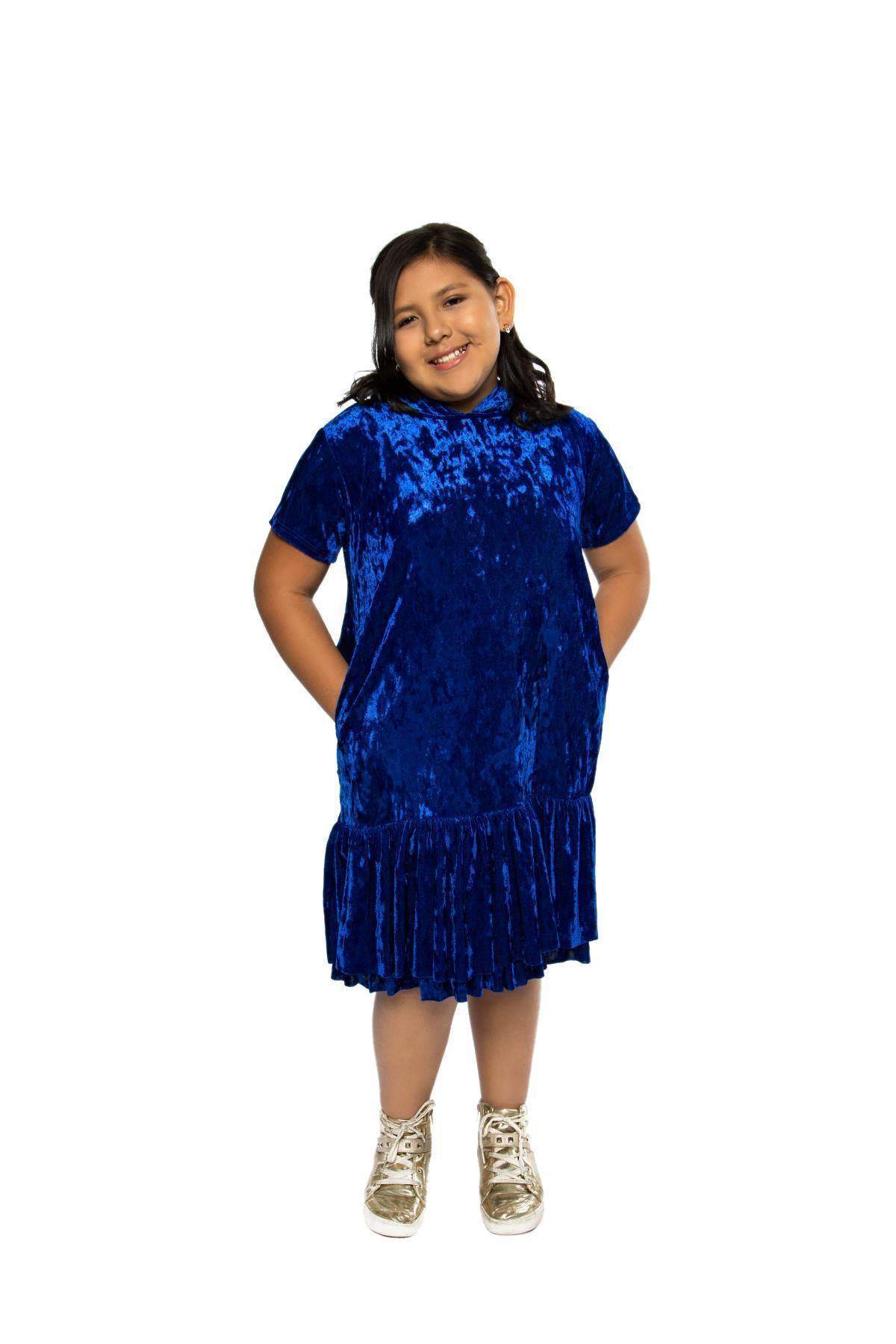 Hoodie Ruffle Plus Size Girl Dress-Kid's Dream-color_Burgundy,color_Dusty Rose,Color_Eggplant,Color_Green,color_Royal Blue,color_Teal Blue,fabric_Velvet,length_Knee Length,Pink-collection,size _18.5,size_14.5,size_16.5