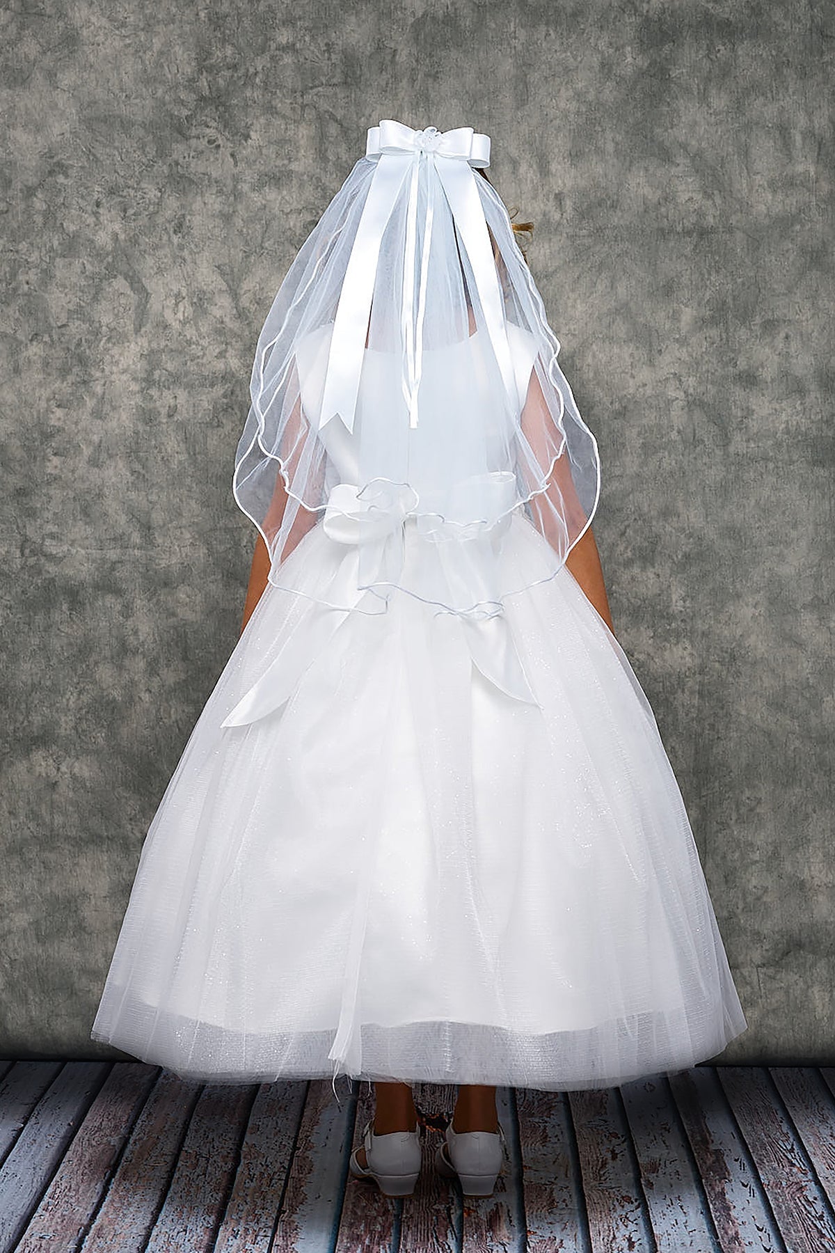 458-A Luxurious Princess Ballgown Dress w/ Floral Trim