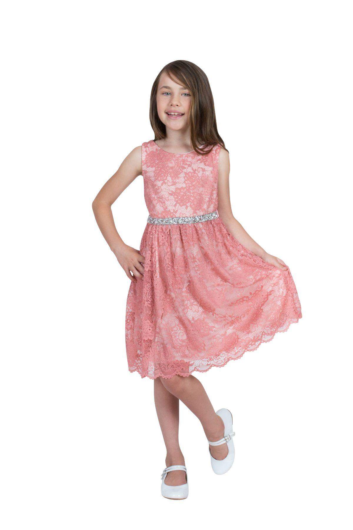 Stretch Lace Dress-Kid's Dream-big_girl,color_Blush Pink,Color_Coral,Color_Mint,fabric_Lace,girl-dress,length_Knee Length,meta-related-collection-shop-the-outfit-girls,Pink-collection,size_02,size_04,size_06,size_08,size_10,size_12