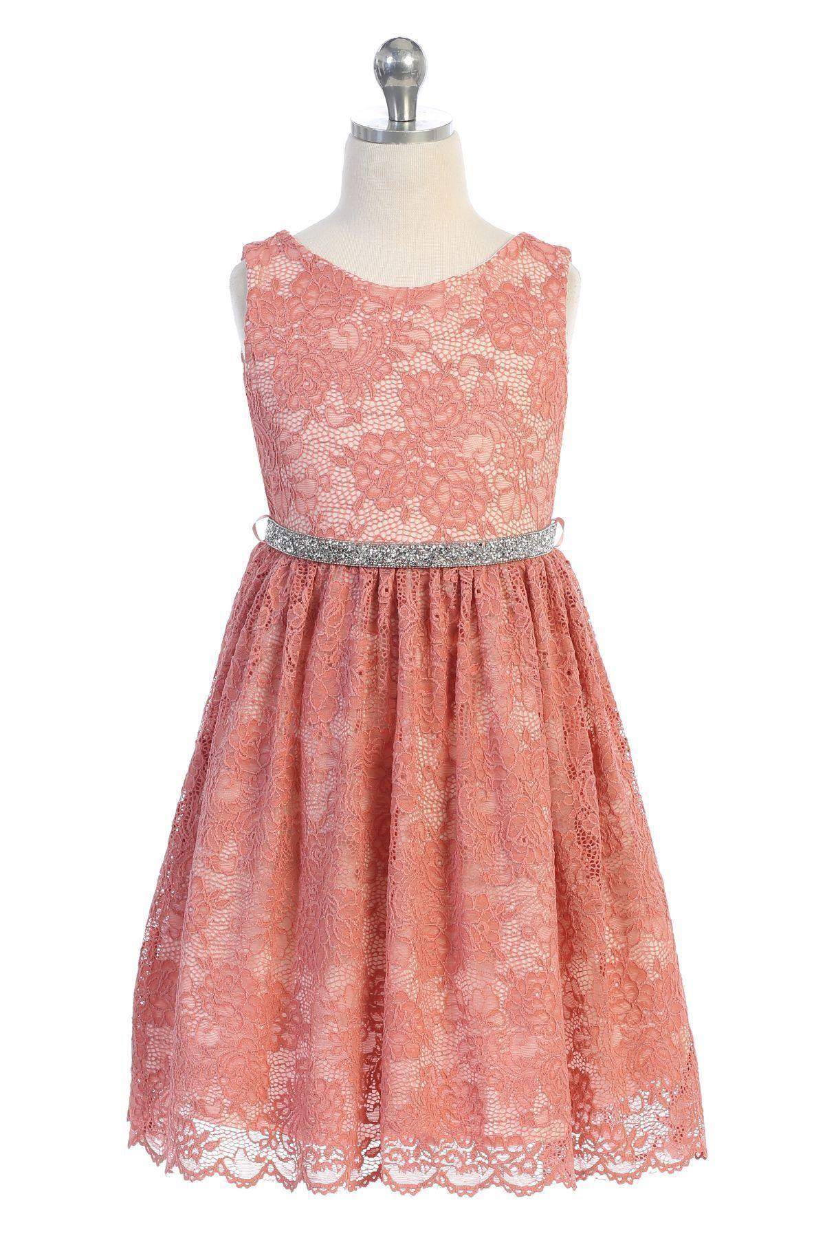 Stretch Lace Dress-Kid's Dream-big_girl,color_Blush Pink,Color_Coral,Color_Mint,fabric_Lace,girl-dress,length_Knee Length,meta-related-collection-shop-the-outfit-girls,Pink-collection,size_02,size_04,size_06,size_08,size_10,size_12