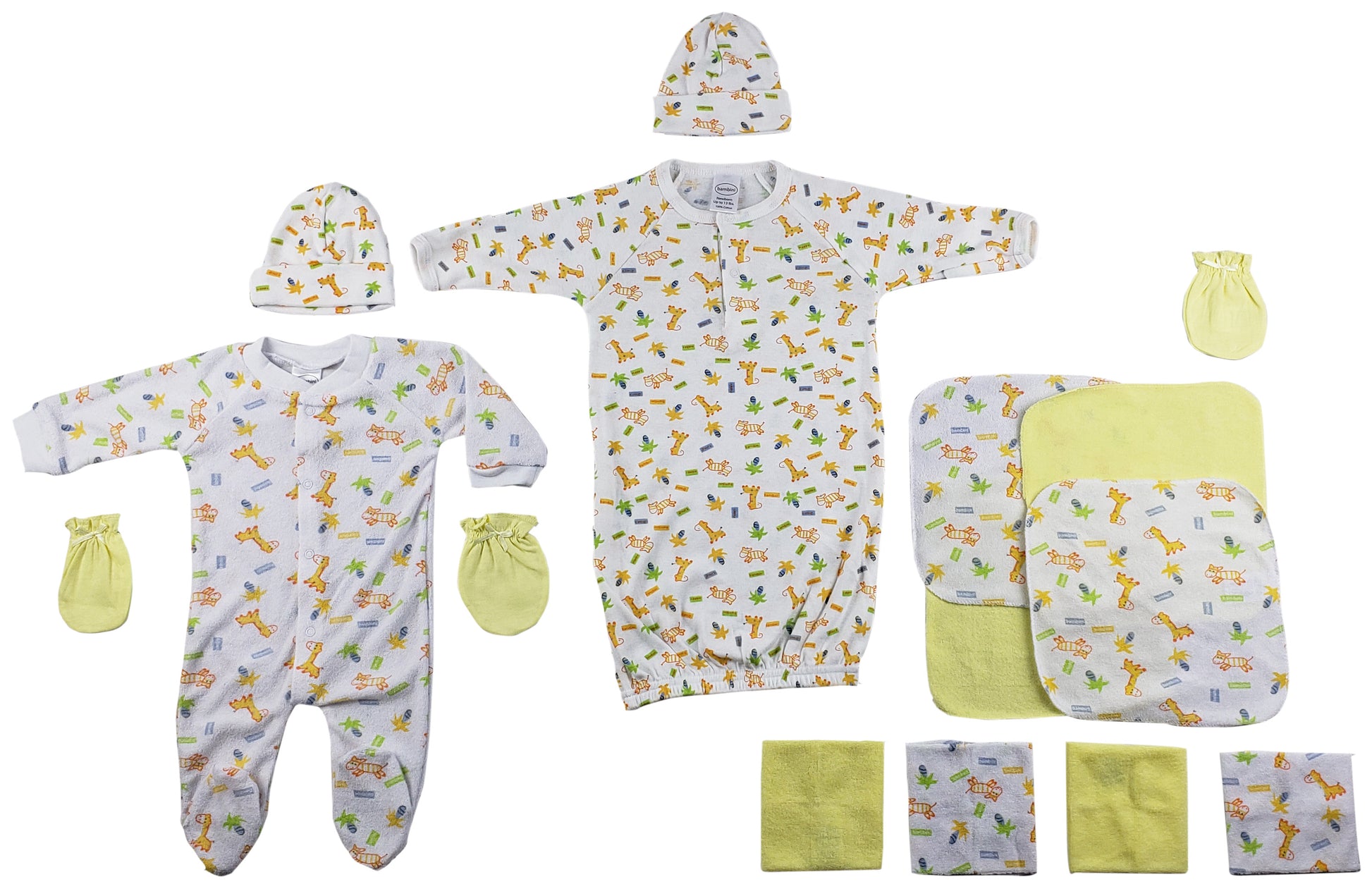 Sleep-n-Play, Gown, Caps, Mittens and Washcloths - 14 pc Set CS_0038