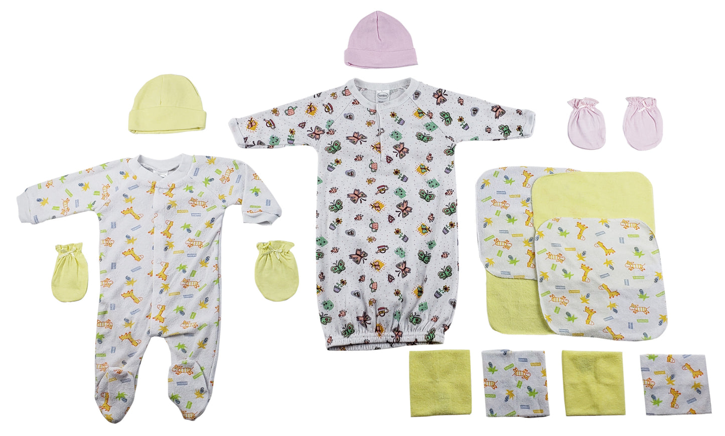Sleep-n-Play, Gown, Caps, Mittens and Washcloths - 14 pc Set CS_0040