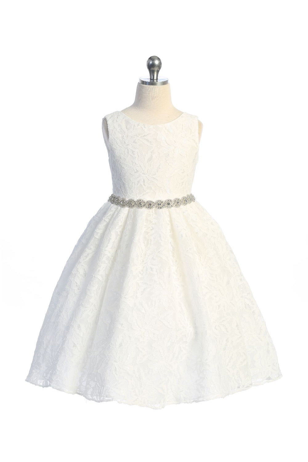 Lace V Back Bow Dress w/ Rhinestone Trim, Flower Girl Dress, Party Dress for Kids Get it now from Mommies Best Mall