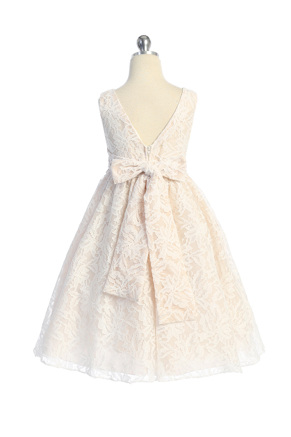 Lace V Back Bow Dress w/ Rhinestone Trim, Flower Girl Dress, Party Dress for Kids Get it now from Mommies Best Mall