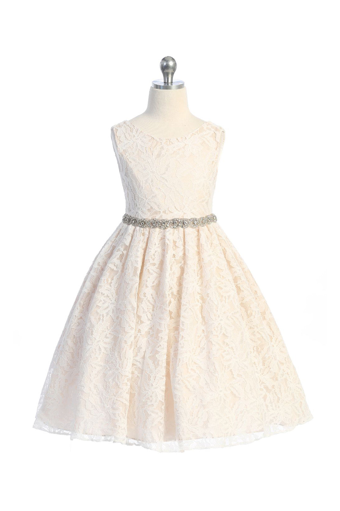 Lace V Back Bow Dress w/ Rhinestone Trim, Flower Girl Dress, Party Dress for Kids Get it now from Mommies Best Mall