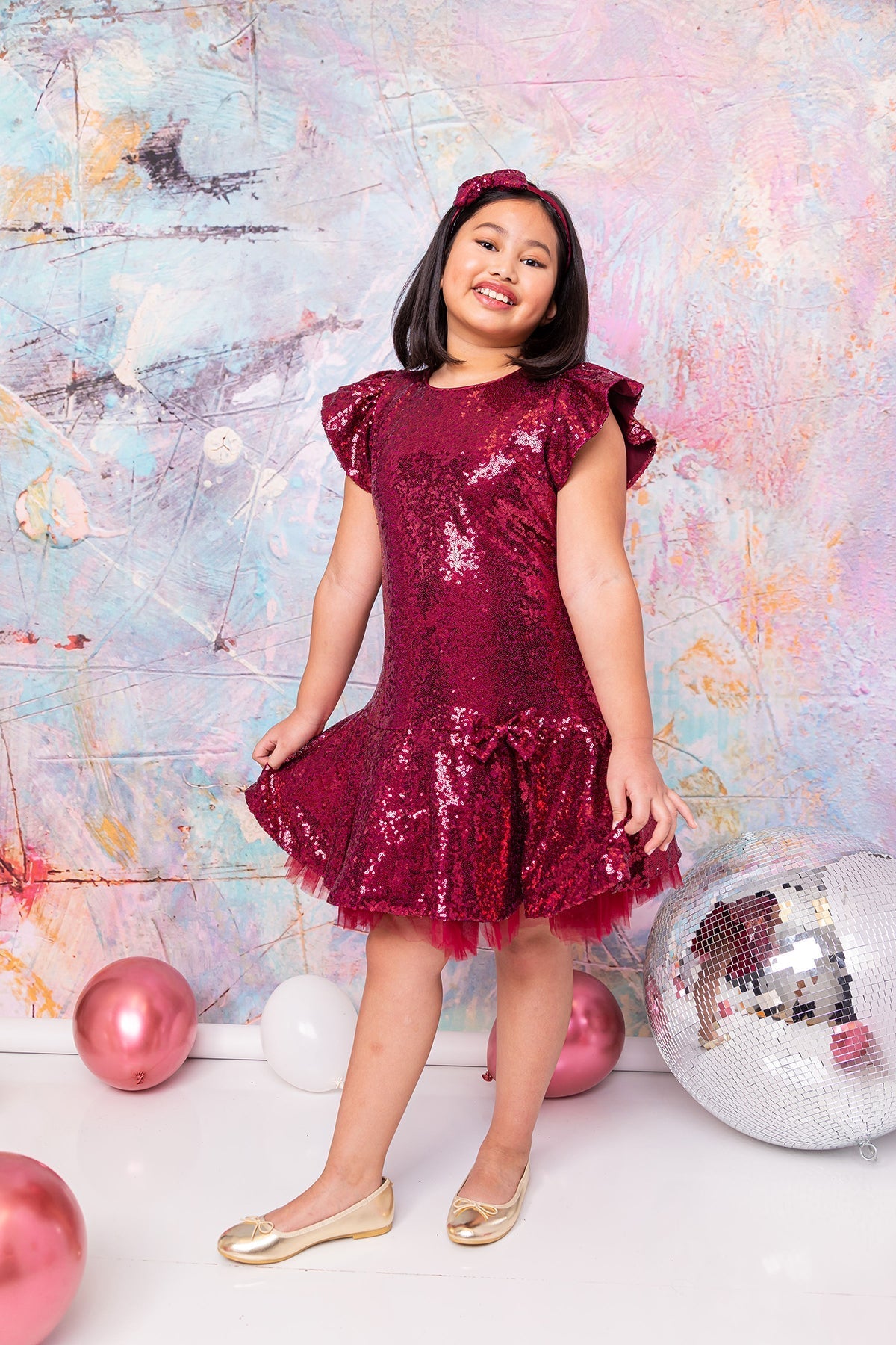 530+- Sequin Ruffle Sleeve Tutu Plus Size Dress