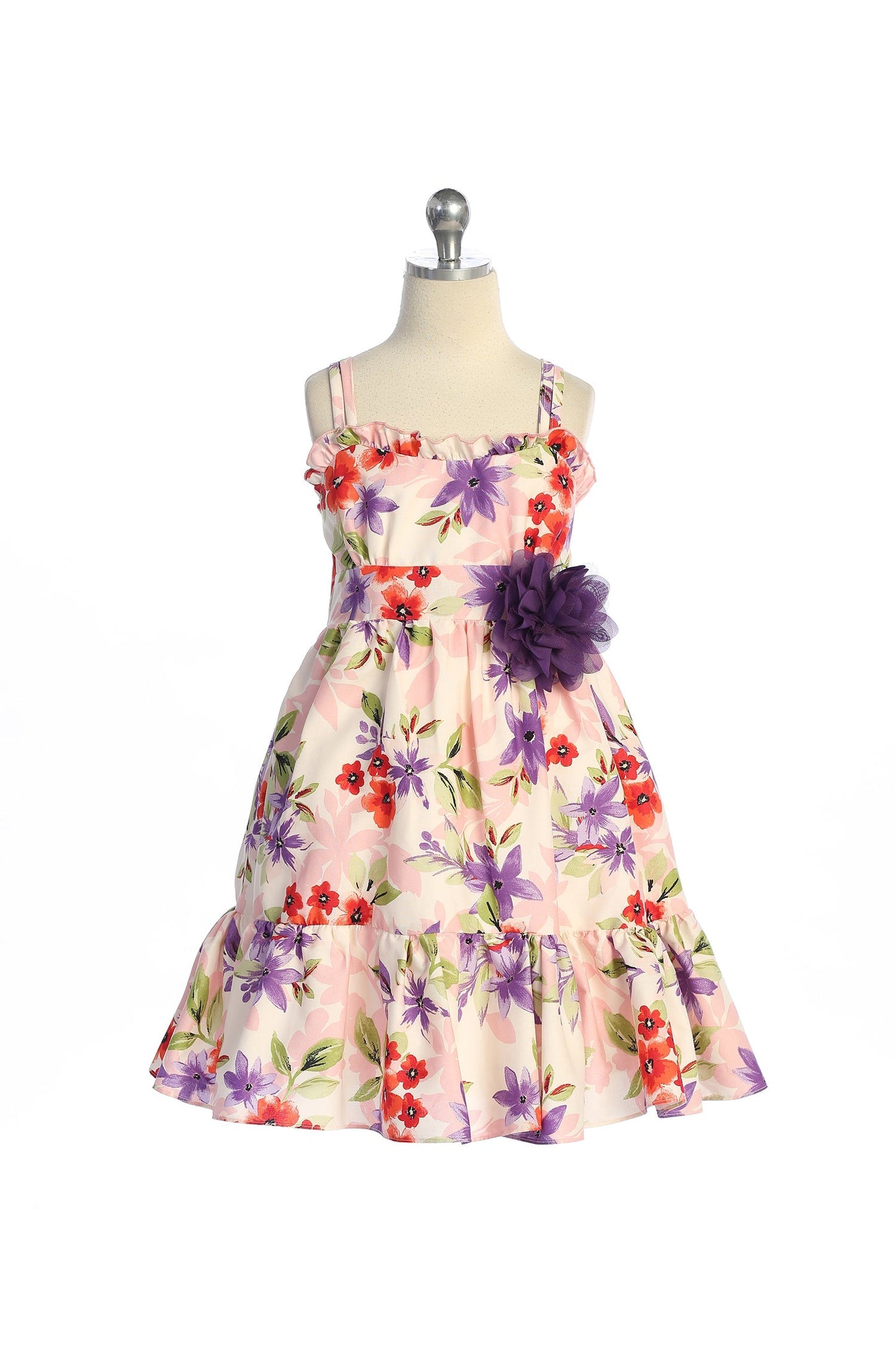 536C- Ruffle Tropical Cotton Dress