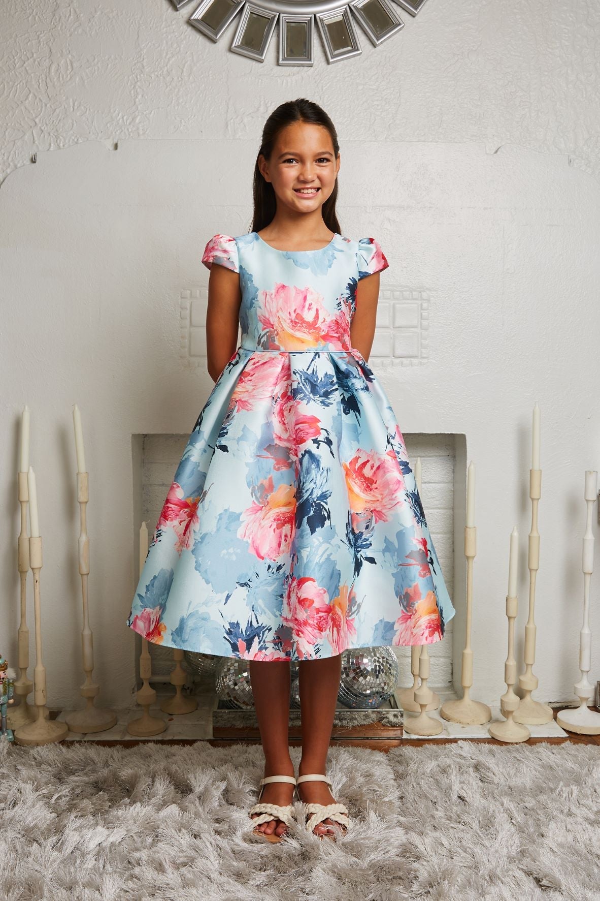 546 Watercolor Mikado Girls Dress