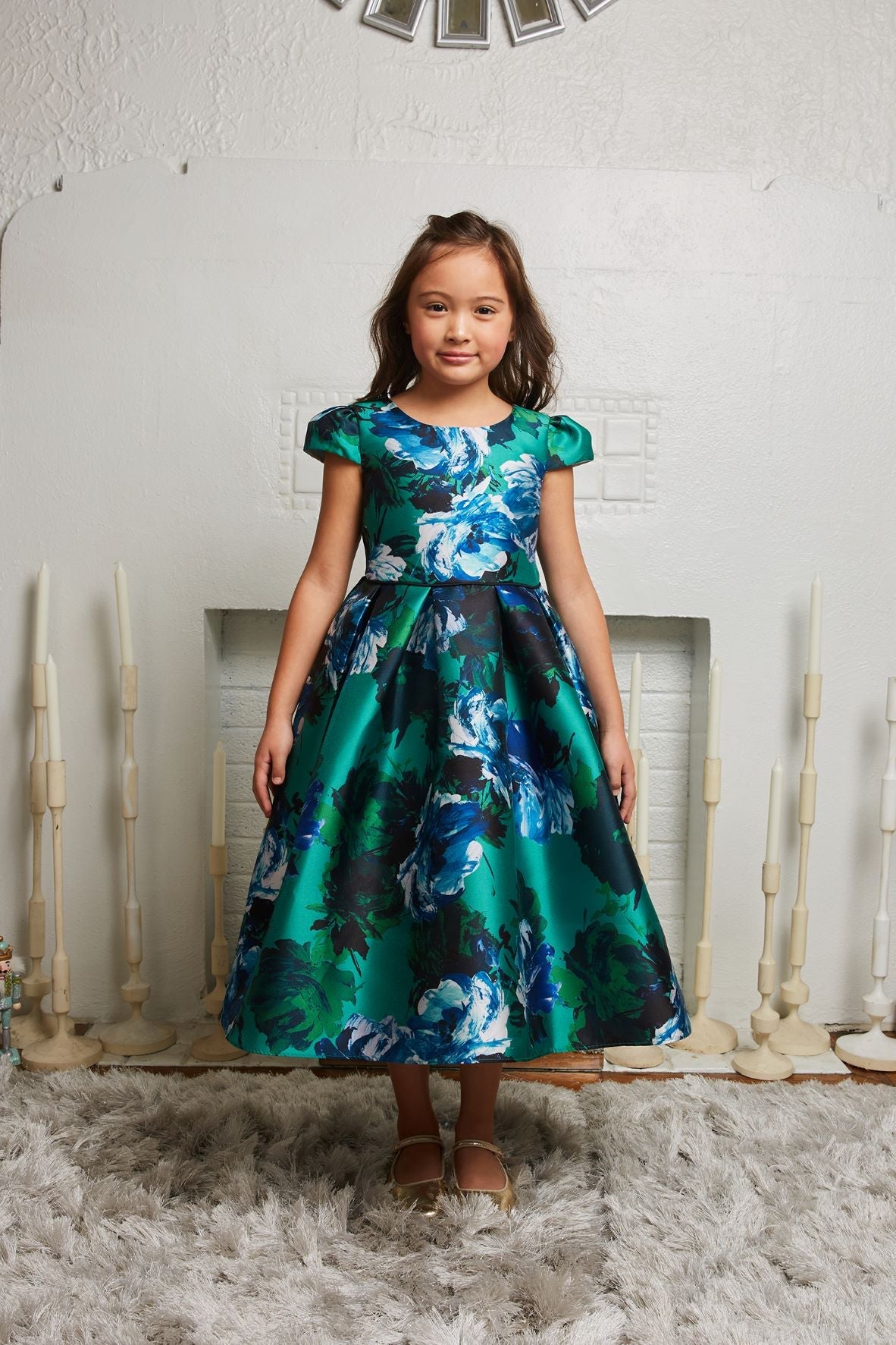 546 Watercolor Mikado Girls Dress