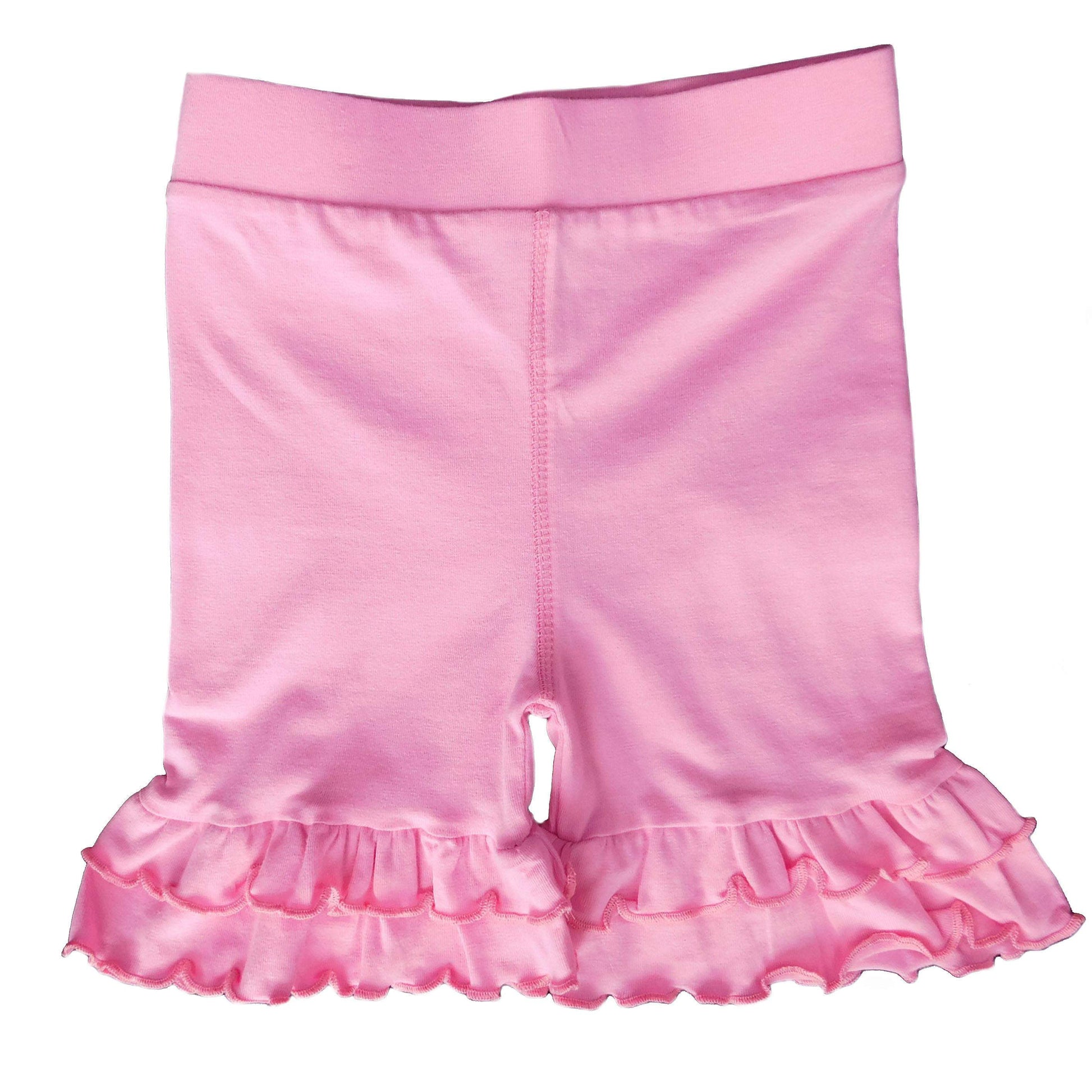 Pink Stretch Cotton Knit Ruffled Shorts 4-8Y-AnnLoren-4-5T,6,7-8,ANNLOREN,Pink,Shorts,Spring & Summer,Spring & Summer 2020