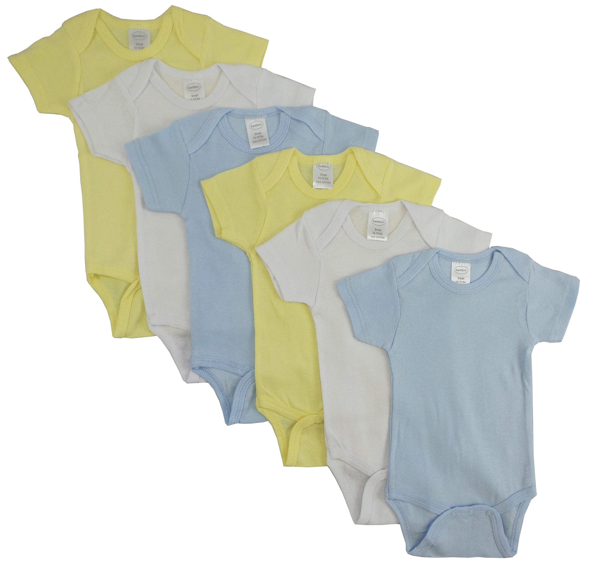 6 Pack Boy's Rib Knit Short Sleeve Onesie (NB,S,M,L)-Bambini-Baby,Baby Clothes,Baby Onesies