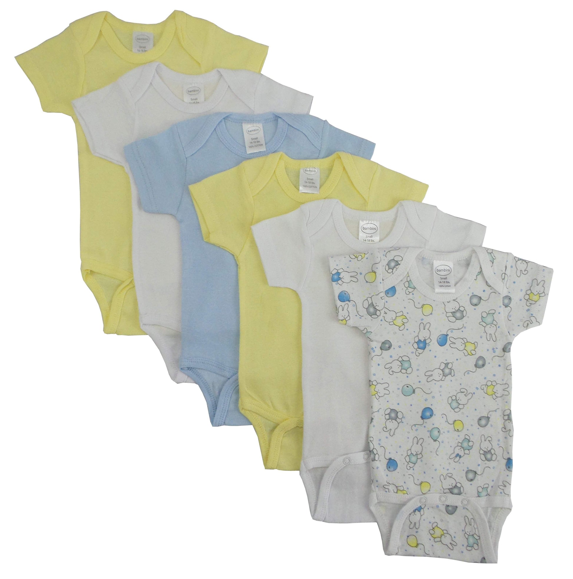 6 Pack Boy's Rib Knit Short Sleeve Onesie (NB,S,M,L)-Bambini-Baby,Baby Clothes,Baby Onesies