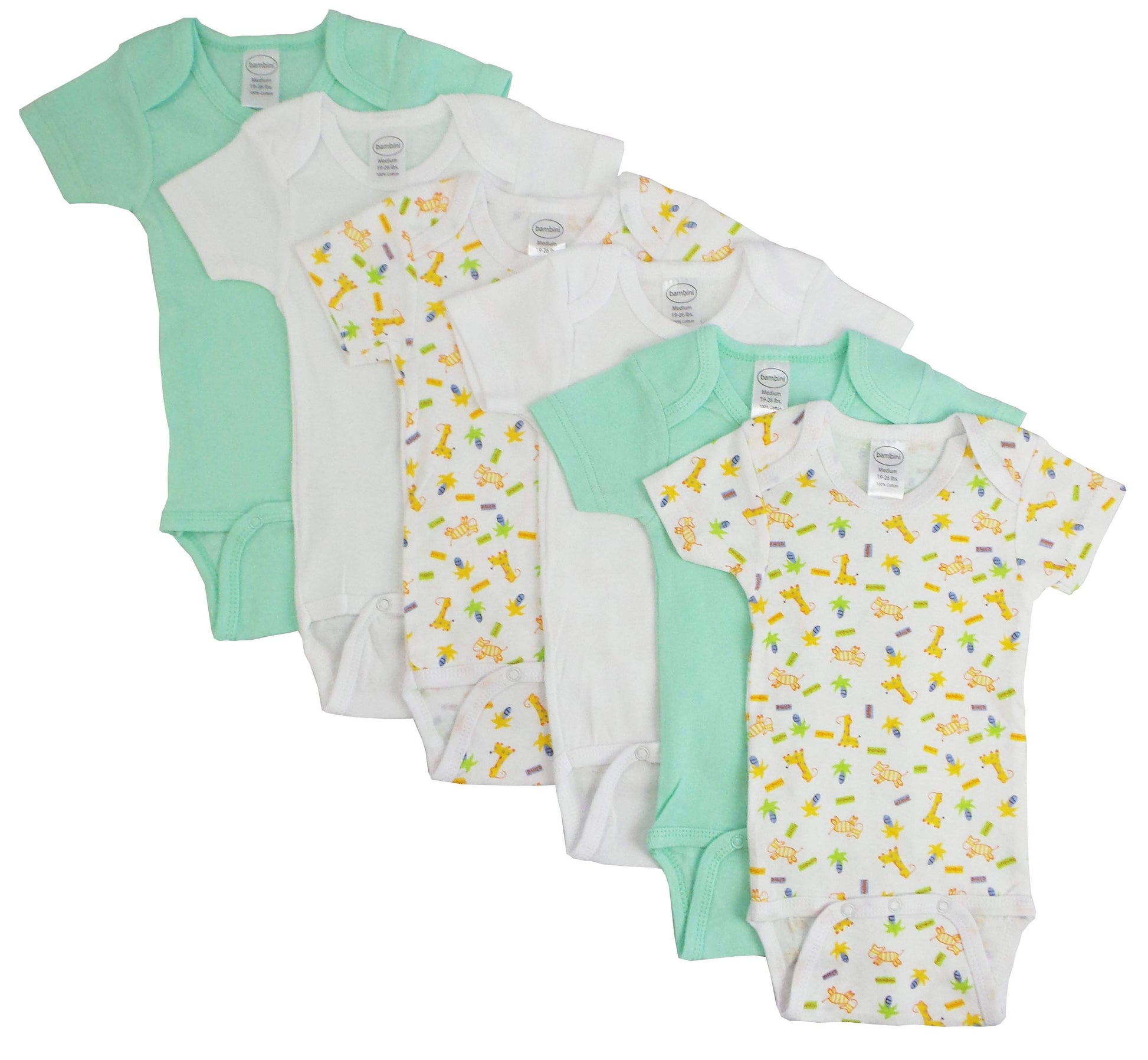 6 Pack Boy's Rib Knit Short Sleeve Onesie (NB,S,M,L)-Bambini-Baby,Baby Clothes,Baby Onesies
