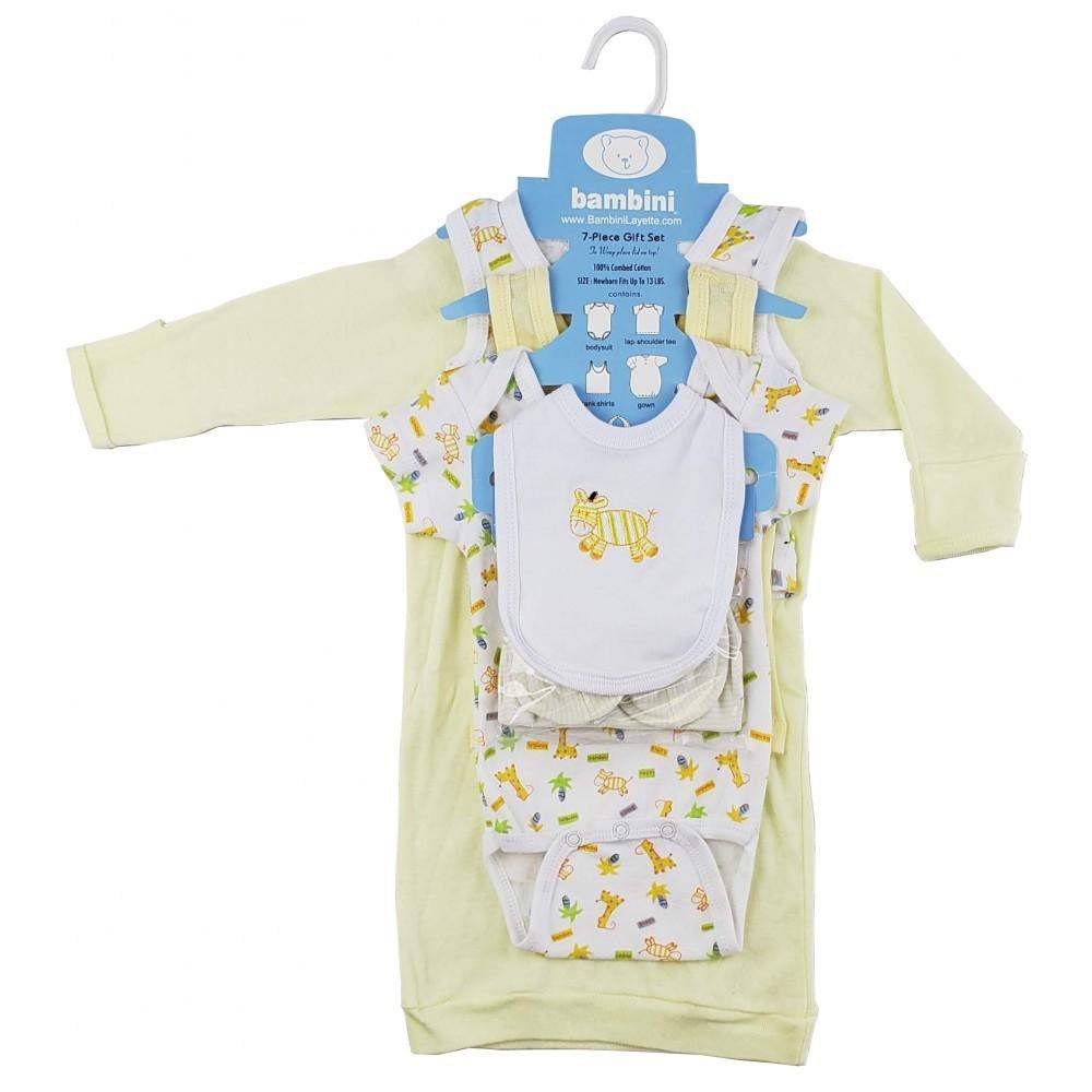 7-Piece Pastel Interlock Bunny and Giraffe (NB)-Bambini-Baby Clothes,Baby Set