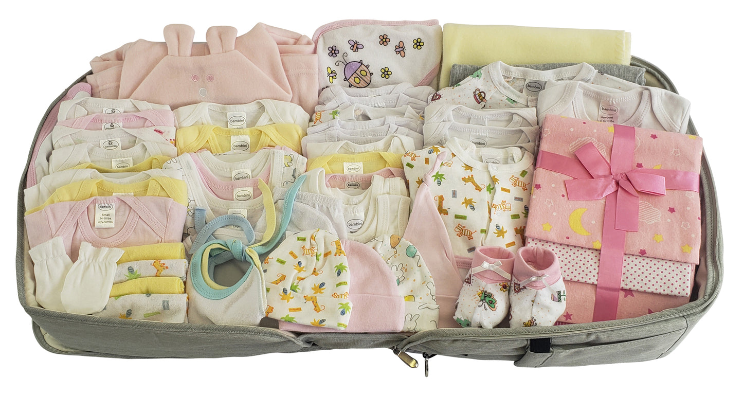 Girls 62 pc Baby Clothing Starter Set with Diaper Bag 808-62-Set
