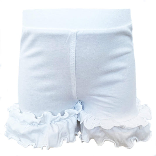 Girls White Knit Ruffle Shorts 4/5T-7/8-AnnLoren-4-5T,6,7-8,ANNLOREN,Shorts,Spring & Summer,Spring & Summer 2020,White