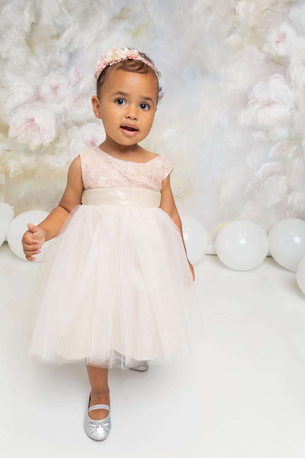 522B Lace Sequin Back V Baby Dress