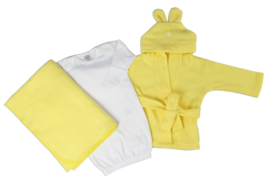Unisex Newborn Baby 3 Pc Layette Set (Gown, Robe, Fleece Blanket) LS_0144