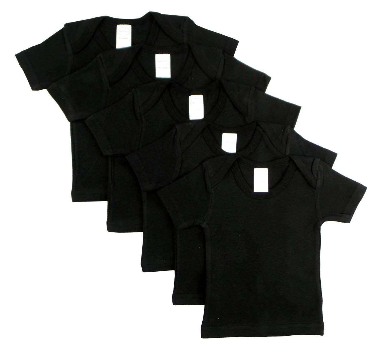 5 Pack Black Short Sleeve Lap Shirt (NB,S,M,L)-Bambini-Babt T-shirt,Baby Clothes