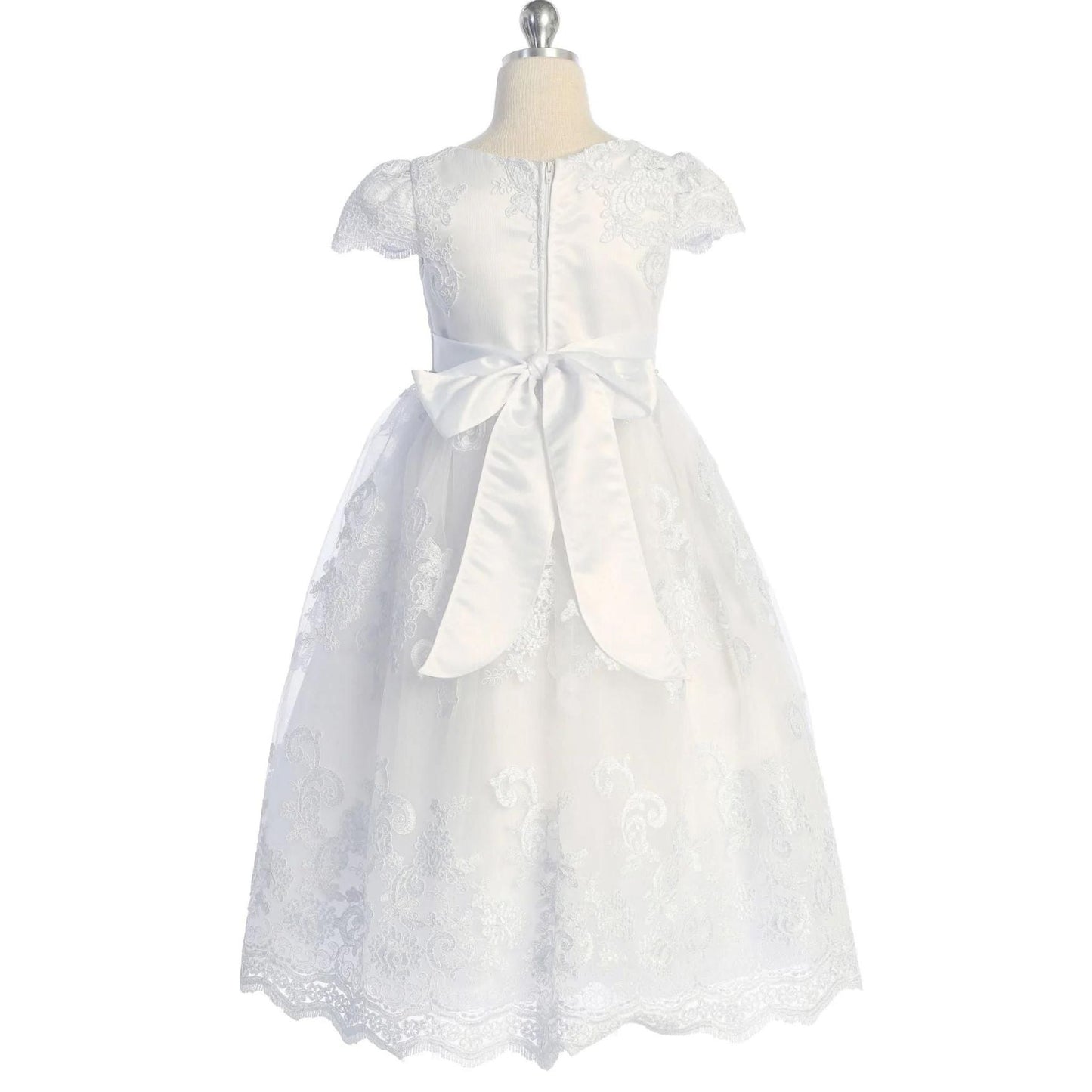 Cording Embellished Lace Sleeve Long Dress Kid's Dream Communion