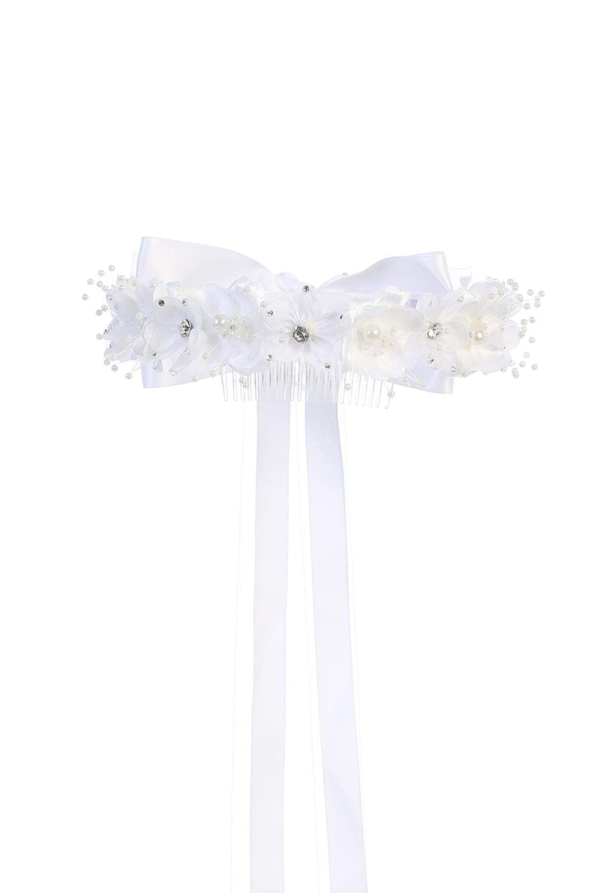 Gem Pearl Flower Crown-Kid's Dream-1_2,3_4,5_6,7_8,big_girl,color_White,fabric_Satin,little_girl,size_02,size_04,size_06,size_08,size_10,size_12,size_14