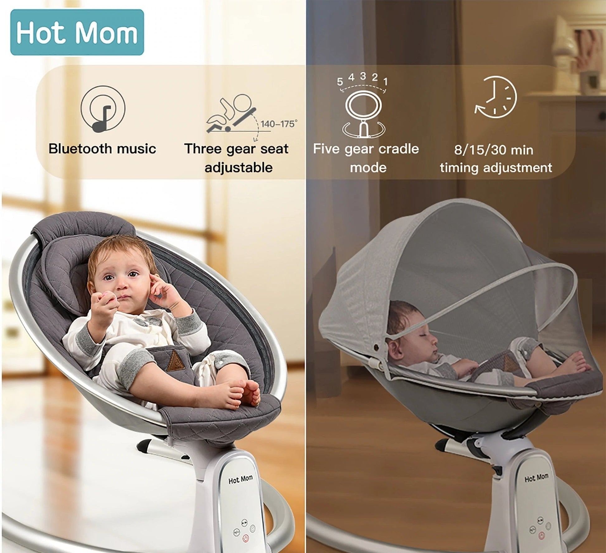 Electric Baby Bouncers with Bluetooth| Mommies Best Mall | no more Sleepless nights| Buy now