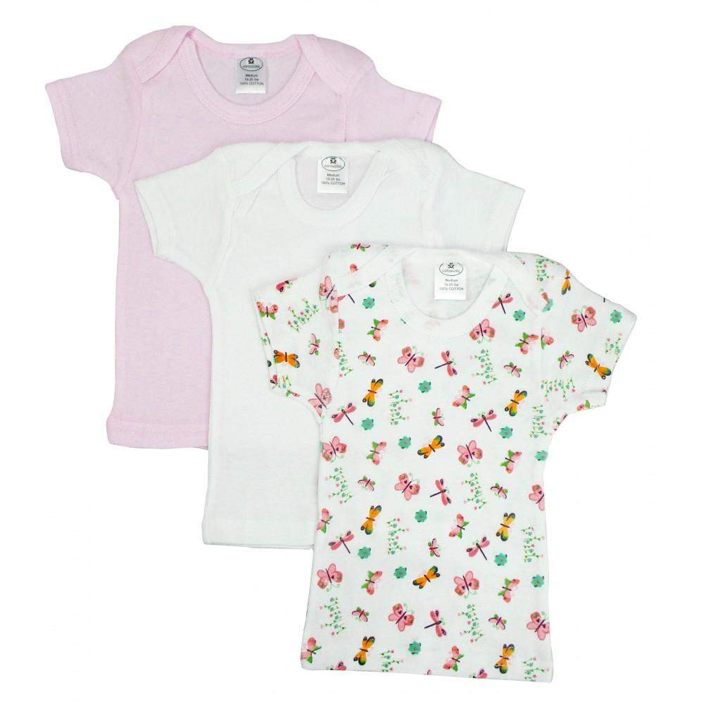 Girl's Rib Knit Short Sleeve T-Shirt Variety 3-Pack (NB,S,M,L)-Bambini-Babt T-shirt,Baby Clothes