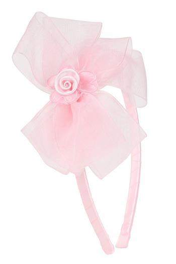 Organza Bow Headband W/ Satin Flower-Kid's Dream-