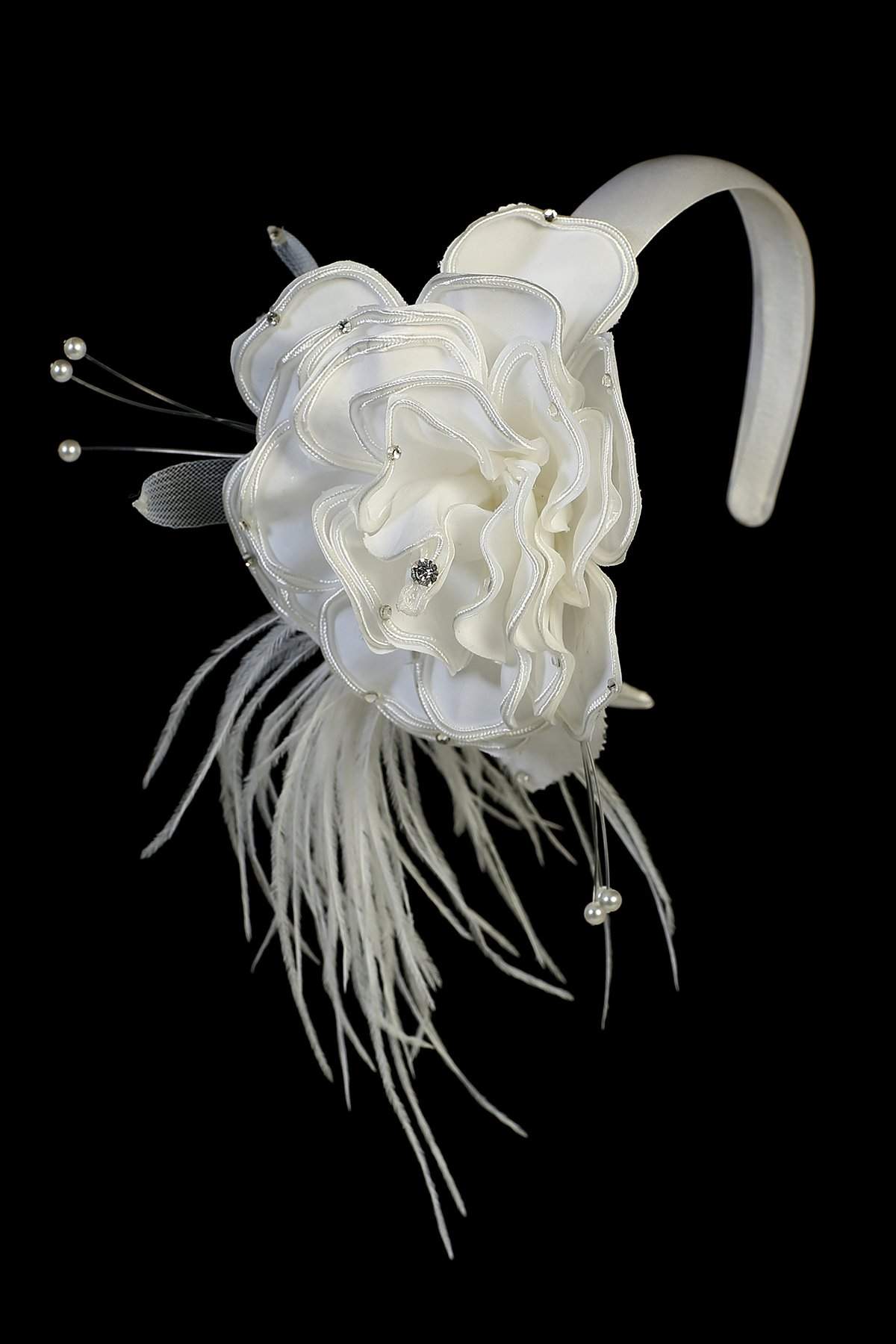 Fancy Flower Headband-Kid's Dream-1_2,3_4,5_6,7_8,big_girl,color_White,fabric_Satin,little_girl,size_02,size_04,size_06,size_08,size_10,size_12,size_14