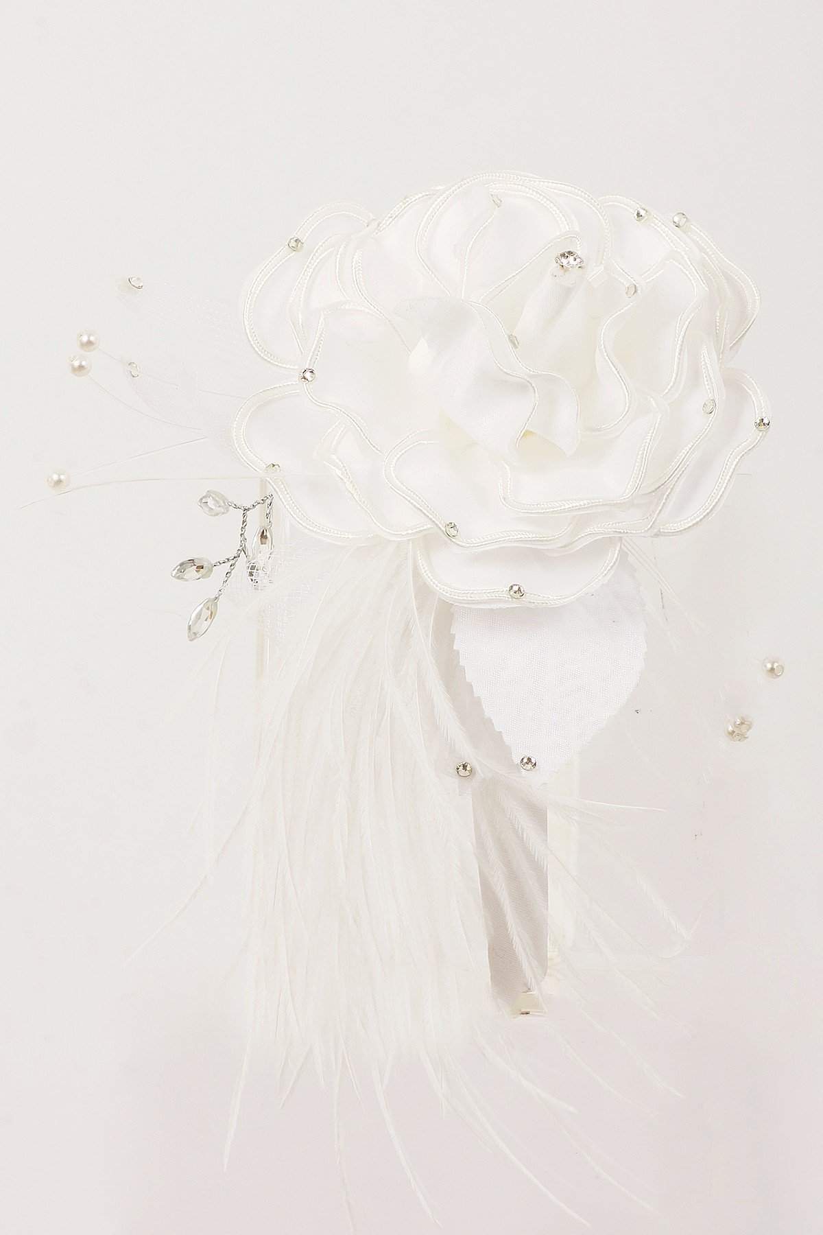Fancy Flower Headband-Kid's Dream-1_2,3_4,5_6,7_8,big_girl,color_White,fabric_Satin,little_girl,size_02,size_04,size_06,size_08,size_10,size_12,size_14