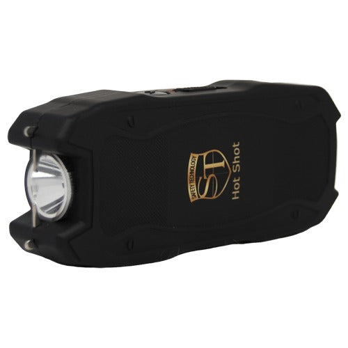 Hot Shot stun gun with flashlight and Battery Meter Black