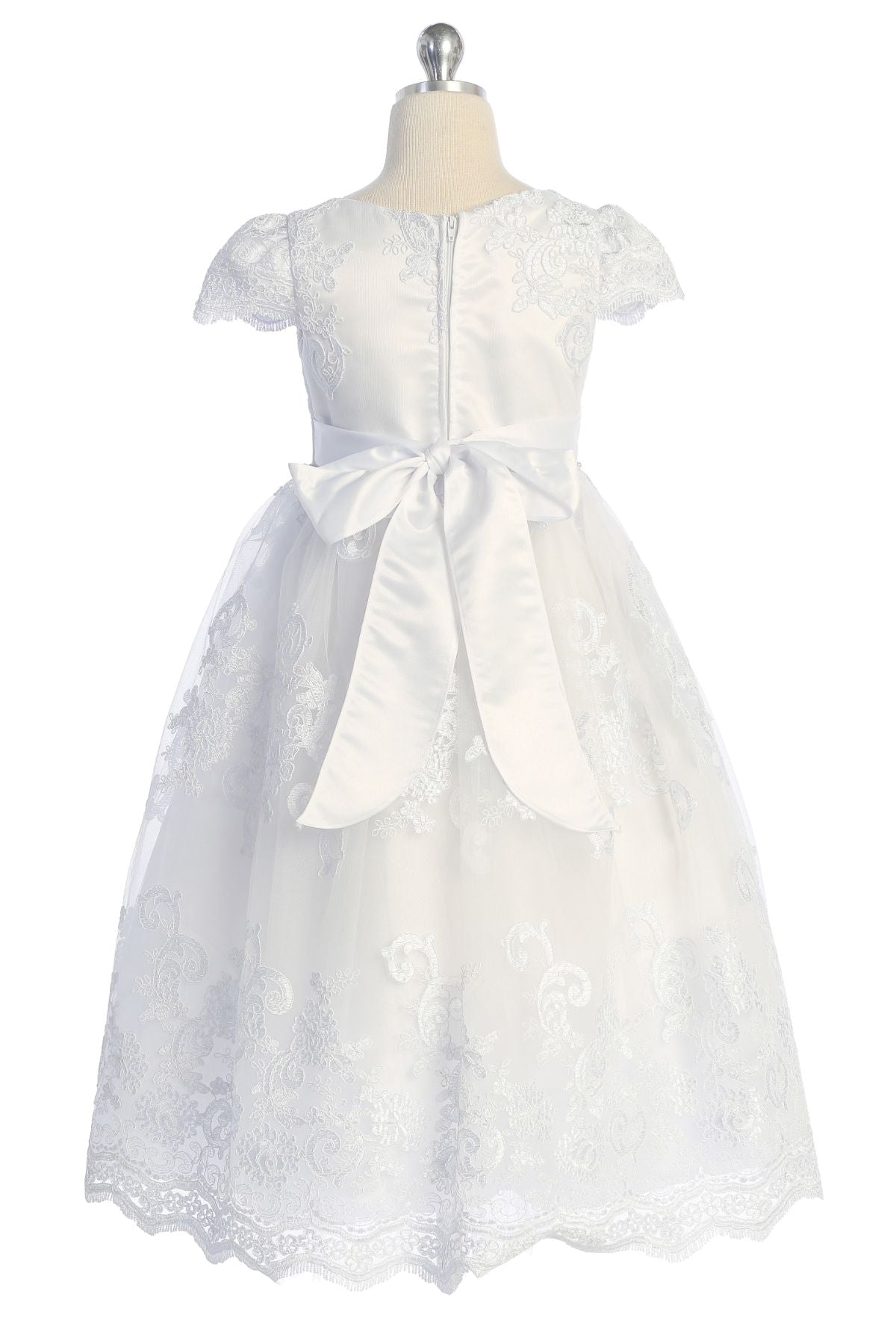 554 Cording Embellished Lace Sleeve Long Dress