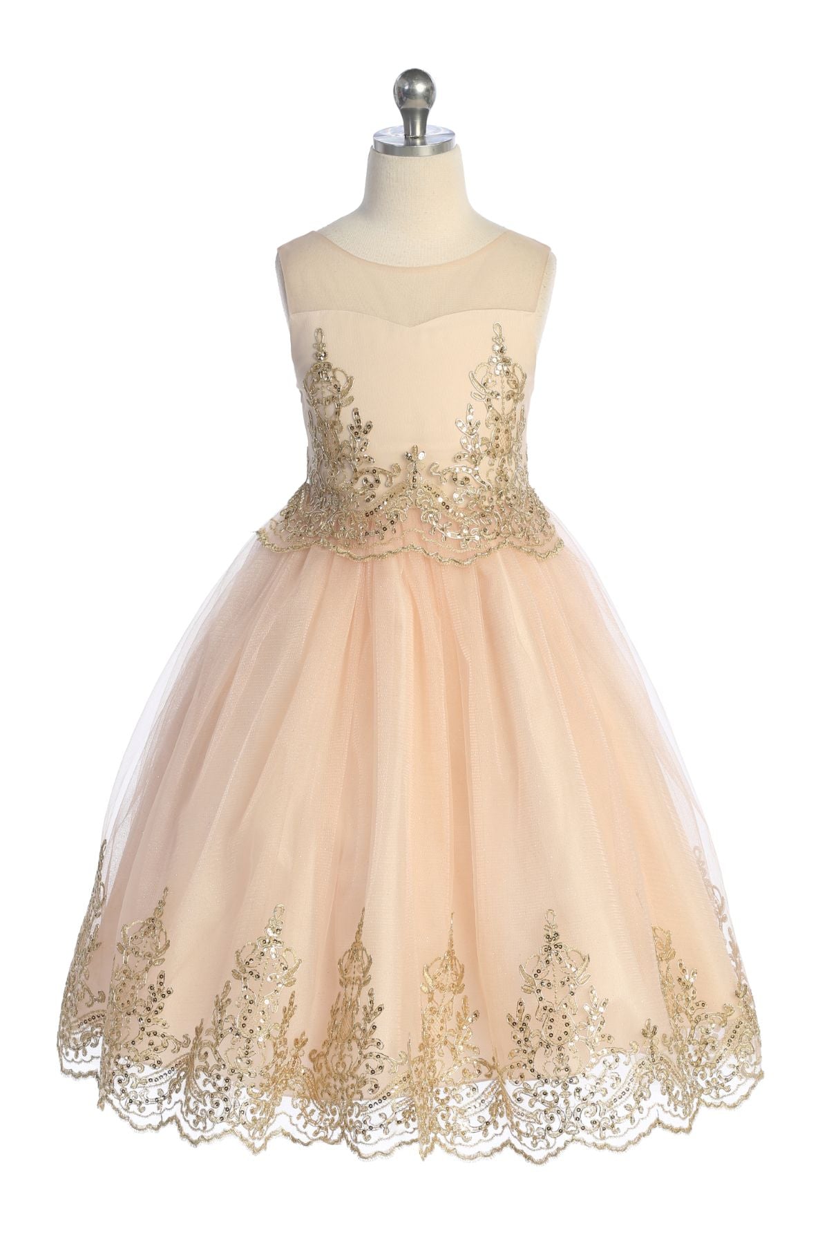 552 - Gold Cording Embroidery Dress