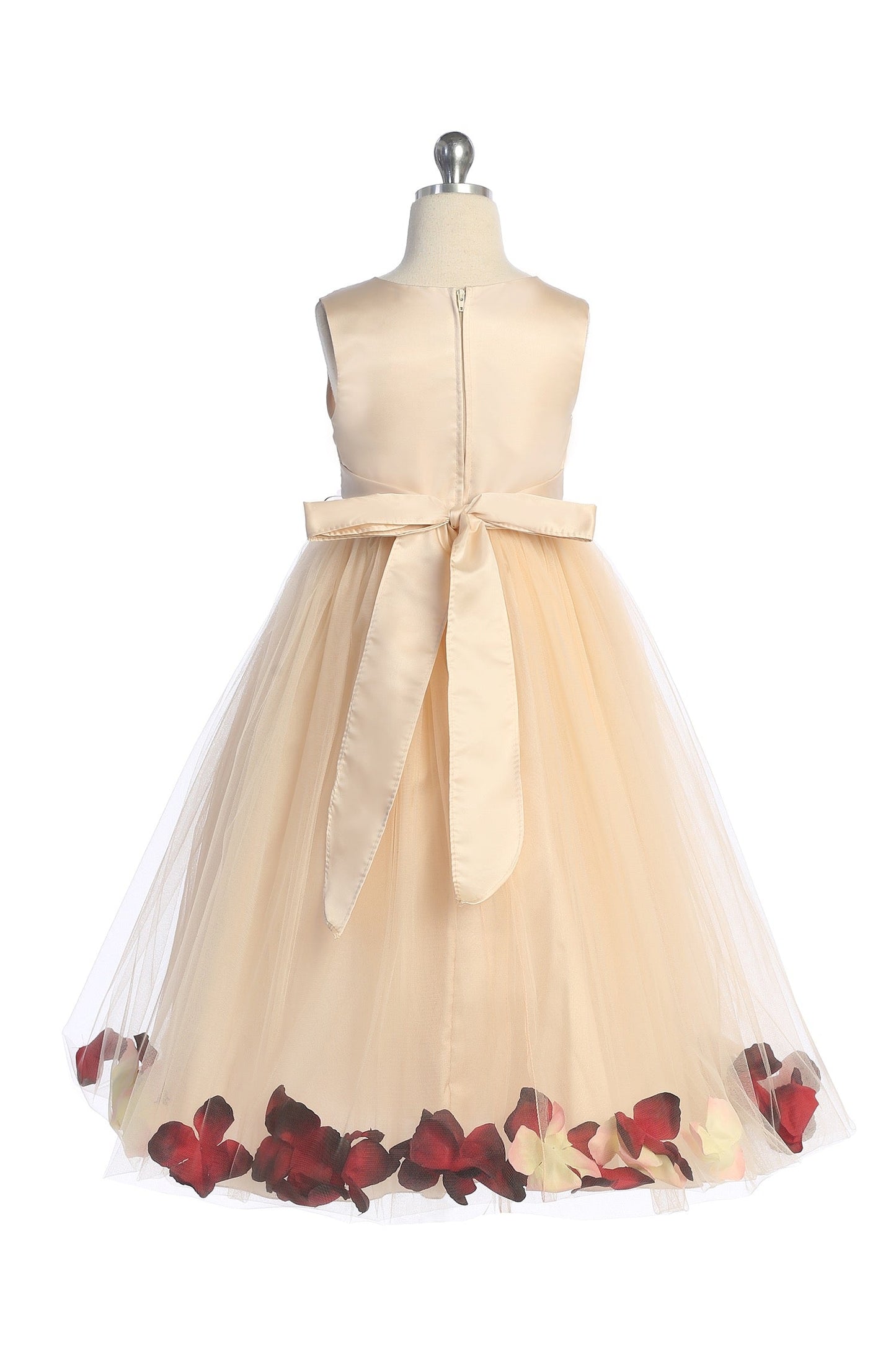 160B+ Blush Satin Flower Petal Plus Size Girl Dress