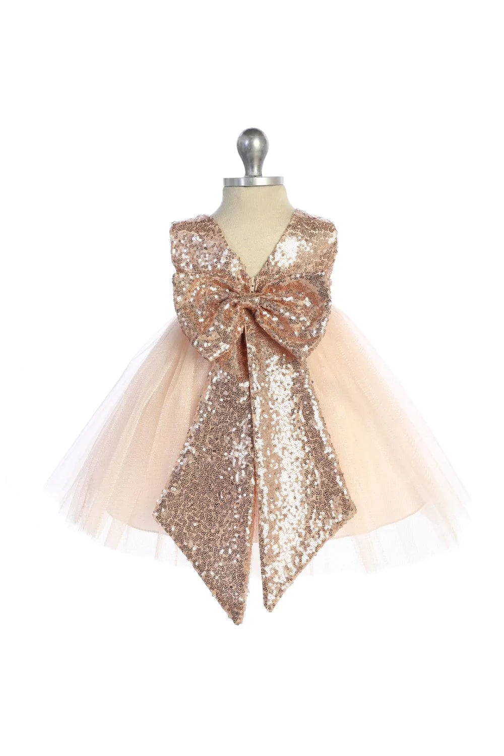 Gold Sequin V Back Baby Dress