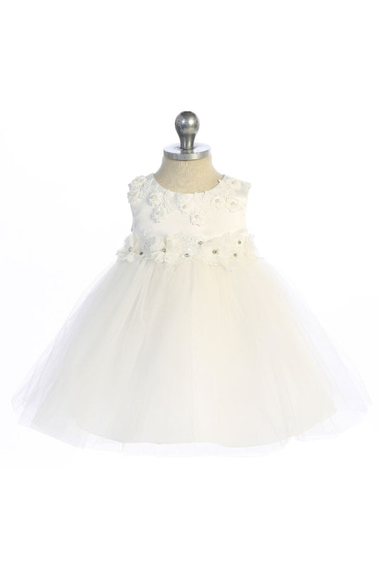 534-Princess Ballgown Baby Dress w/ Floral Trim