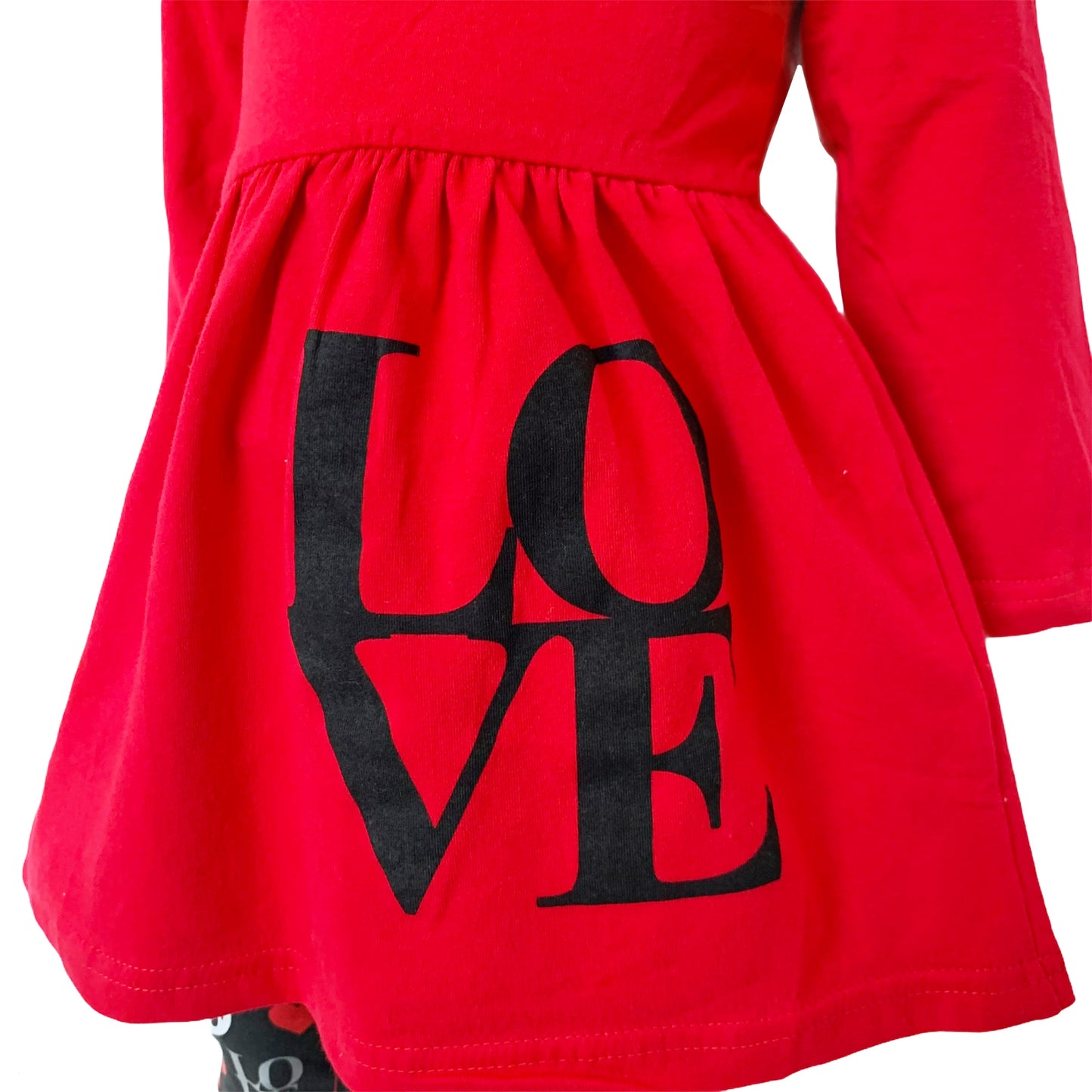 AL Limited Girls Valentine's Day LOVE Red Long Sleeve Tunic Leggings & Scarf Clothing Set