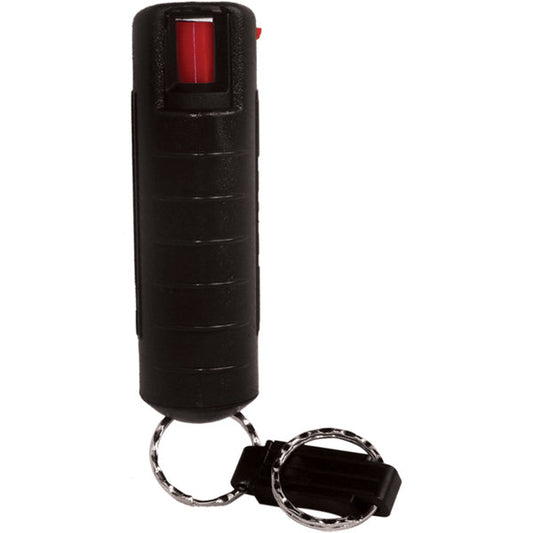 Pepper Shot 1.2% MC 1/2 oz pepper spray hard case belt clip and quick release keychain black