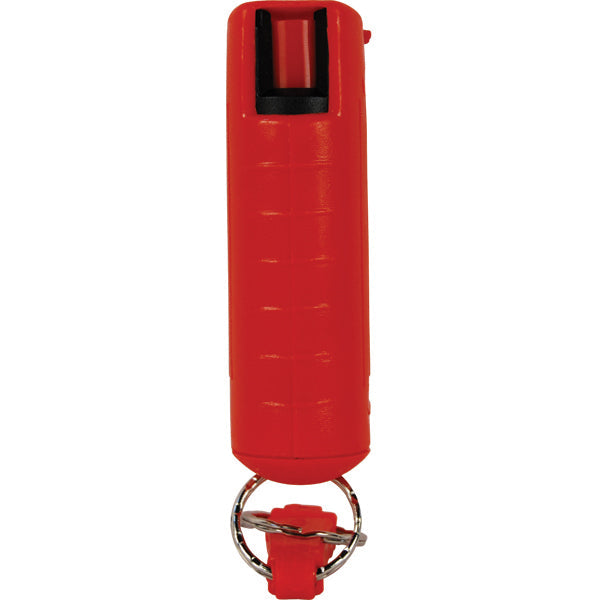 Pepper Shot 1.2% MC 1/2 oz pepper spray hard case belt clip and quick release keychain red