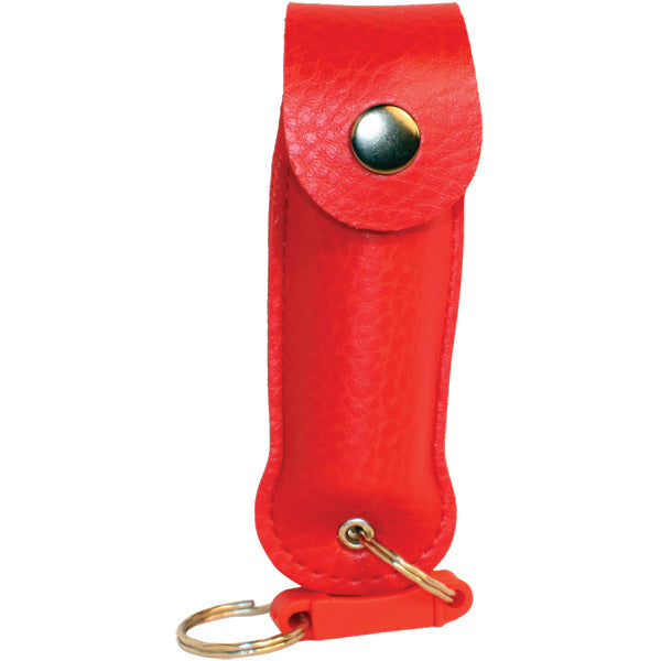 Pepper Shot 1.2% MC 1/2 oz pepper spray leatherette holster and quick release keychain red