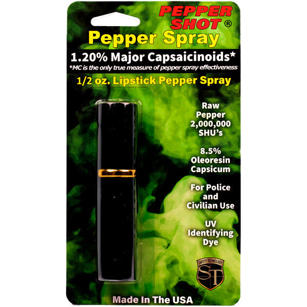 Pepper Shot 1.2% MC 1/2 oz lipstick pepper spray black
