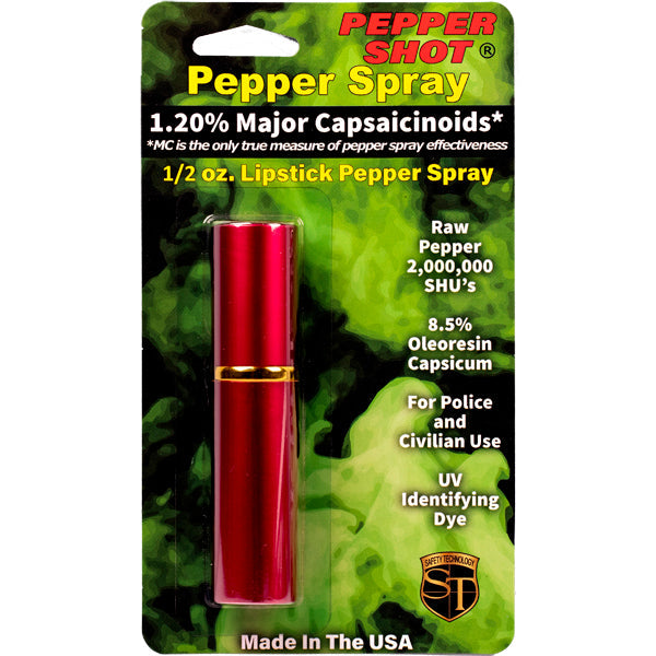 Pepper Shot 1.2% MC 1/2 oz lipstick pepper spray red