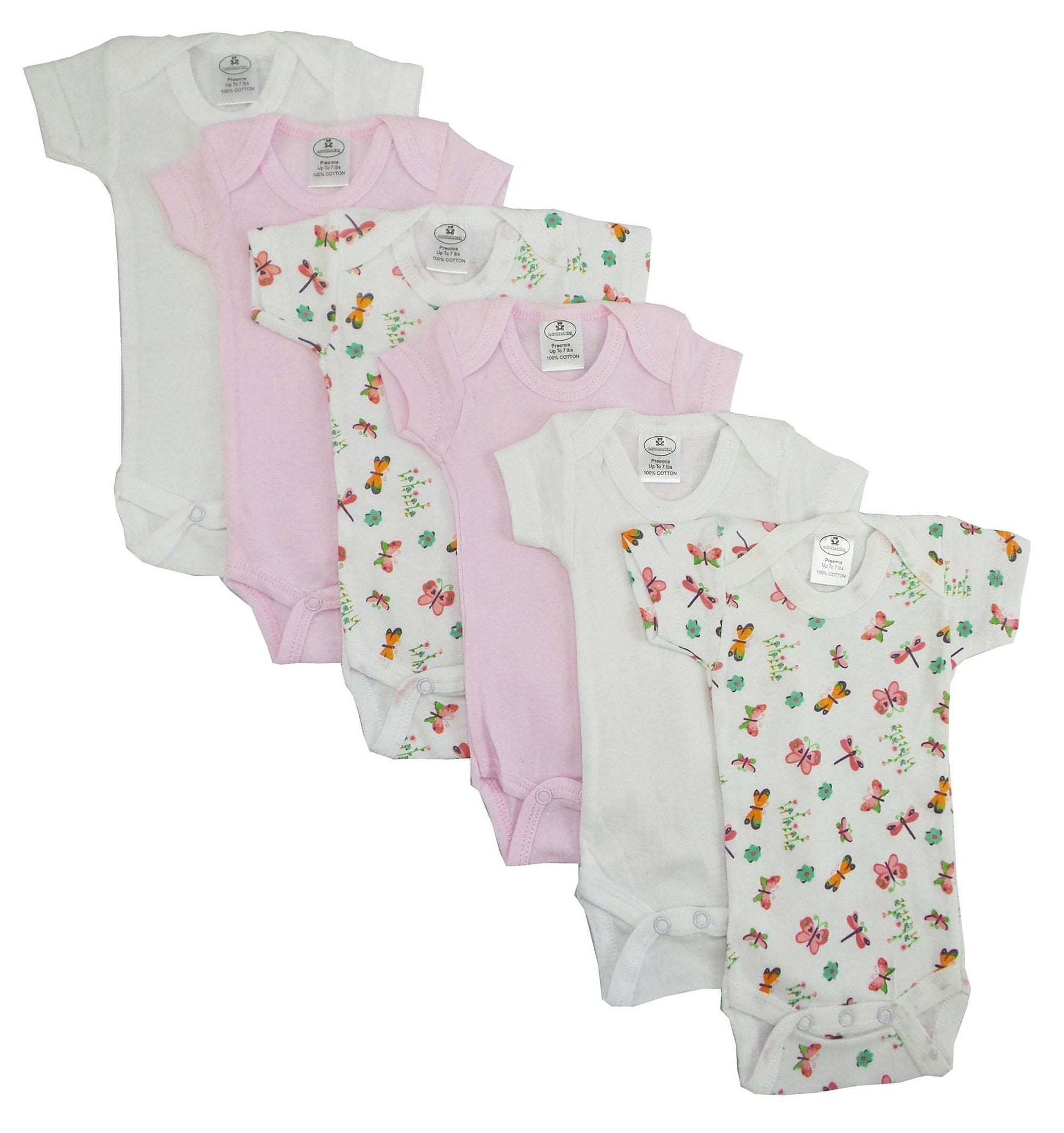 6 Pack Girl's Rib Knit Short Sleeve Onesie (Prem)-Bambini-Baby,Baby Clothes,Baby Onesies