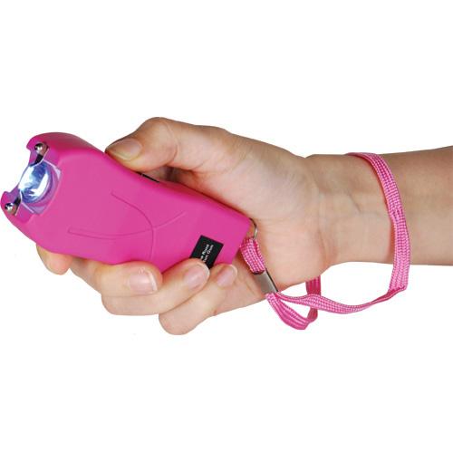 Rechargeable Runt 80,000,000 volt stun gun with flashlight and wrist strap disable pin Pink