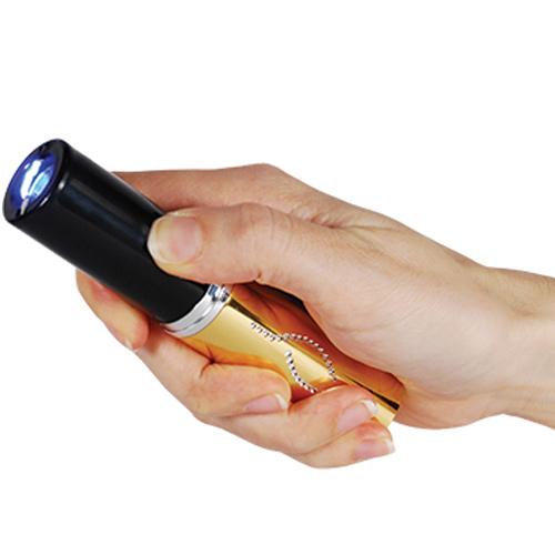 25,000,000 Volt Rechargeable Lipstick Stun Gun with Flashlight, gold